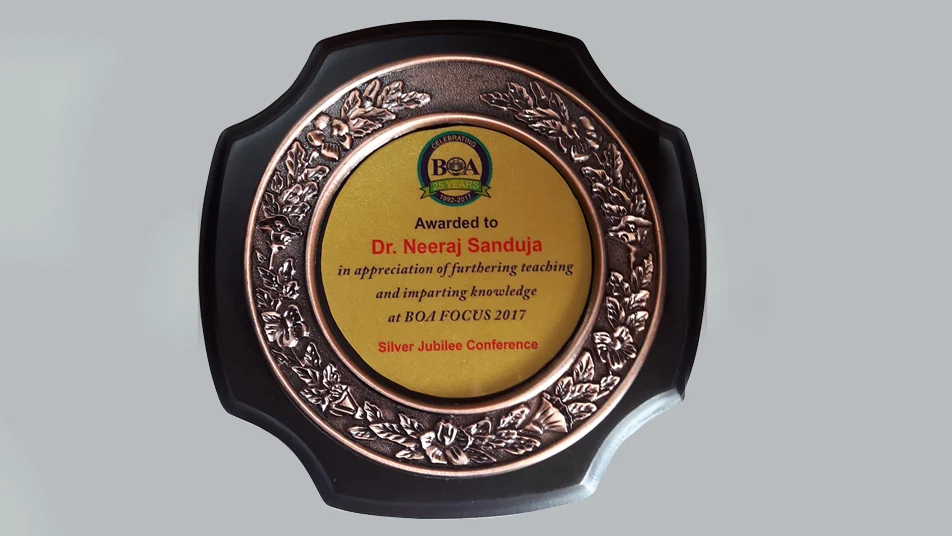 dr neeraj sanduja award at BOA focus 2017